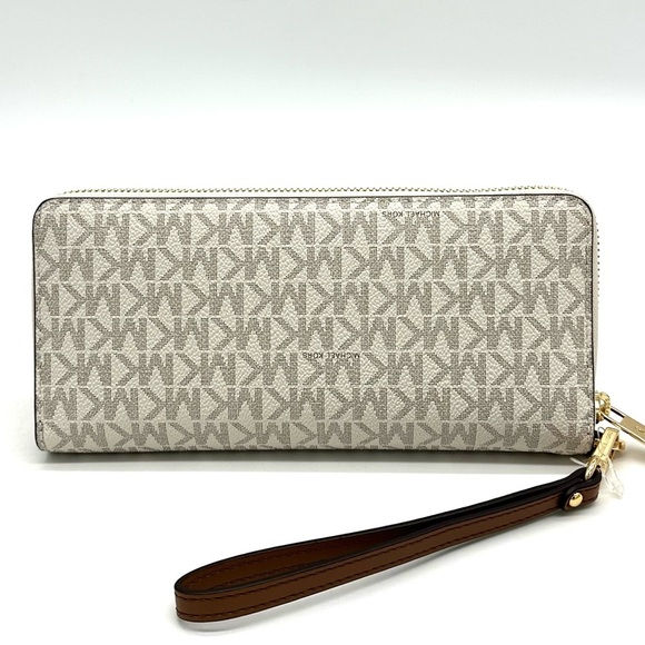 Michael Kors Large Continental Wallet Wristlet Vanilla/Brown - Picture 6 of 10